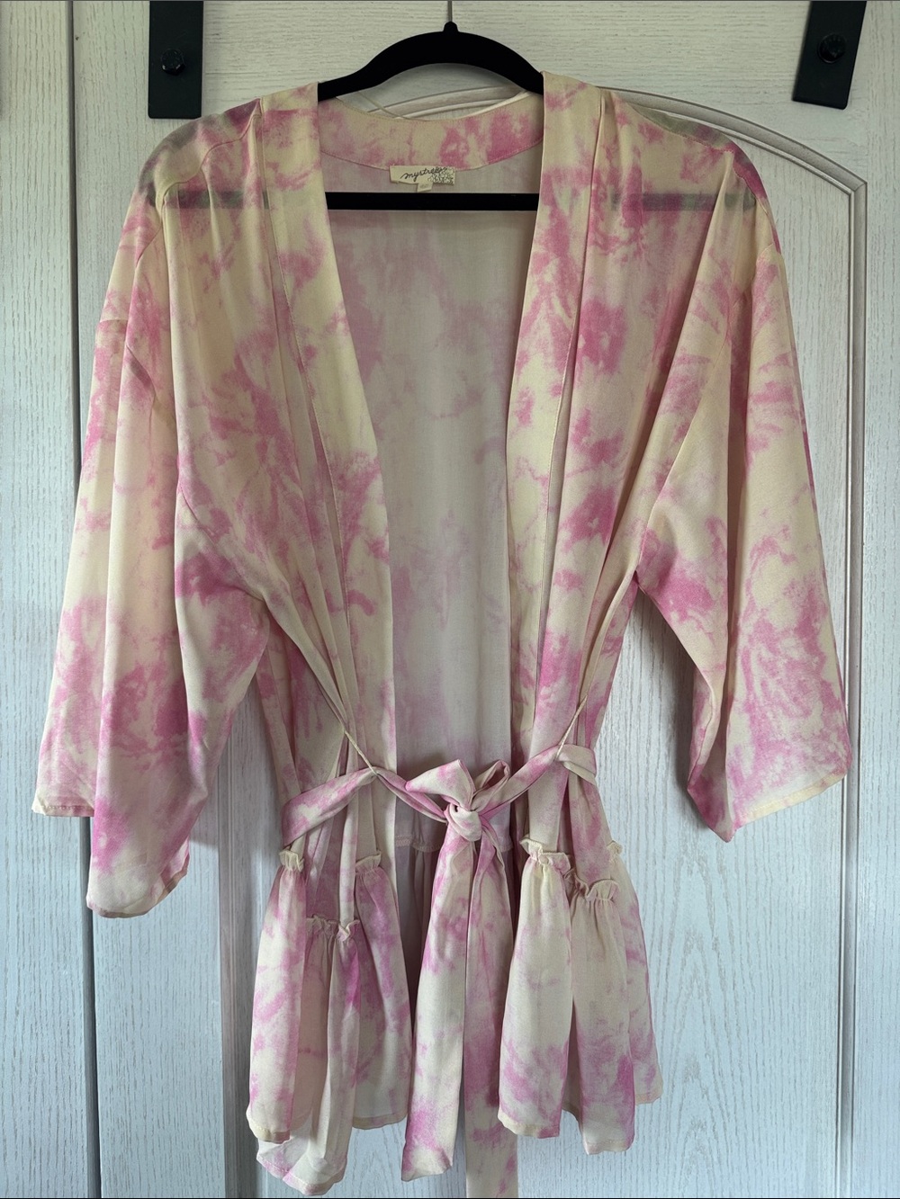 Mystree Pink and Cream Tie-Dye Sheer Kimono Coverup size S/M